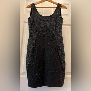 Beaded black knit tank dress, fits size 6